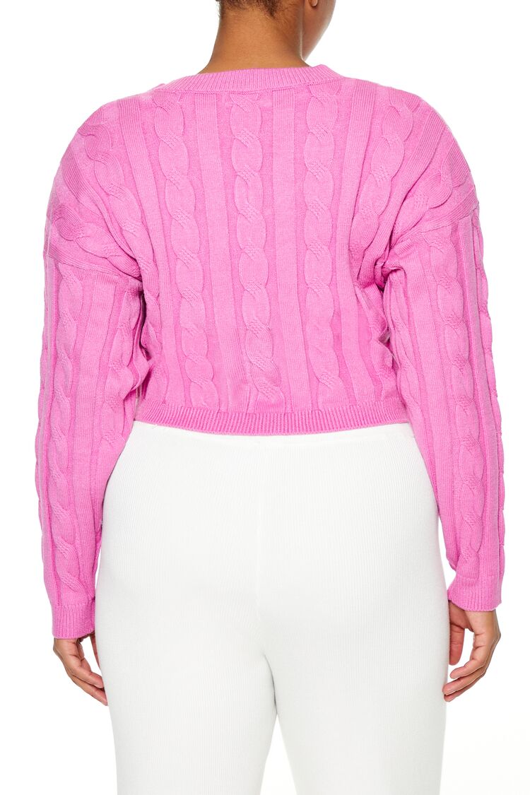 Plus Size Cropped Cable Knit Sweater - Image 15