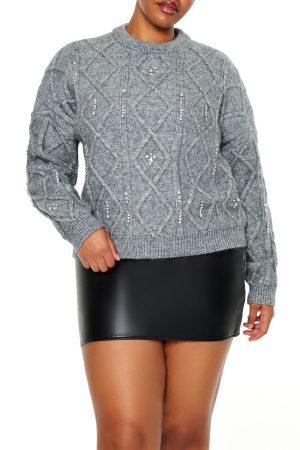 Plus Size Faux Gem Sweater