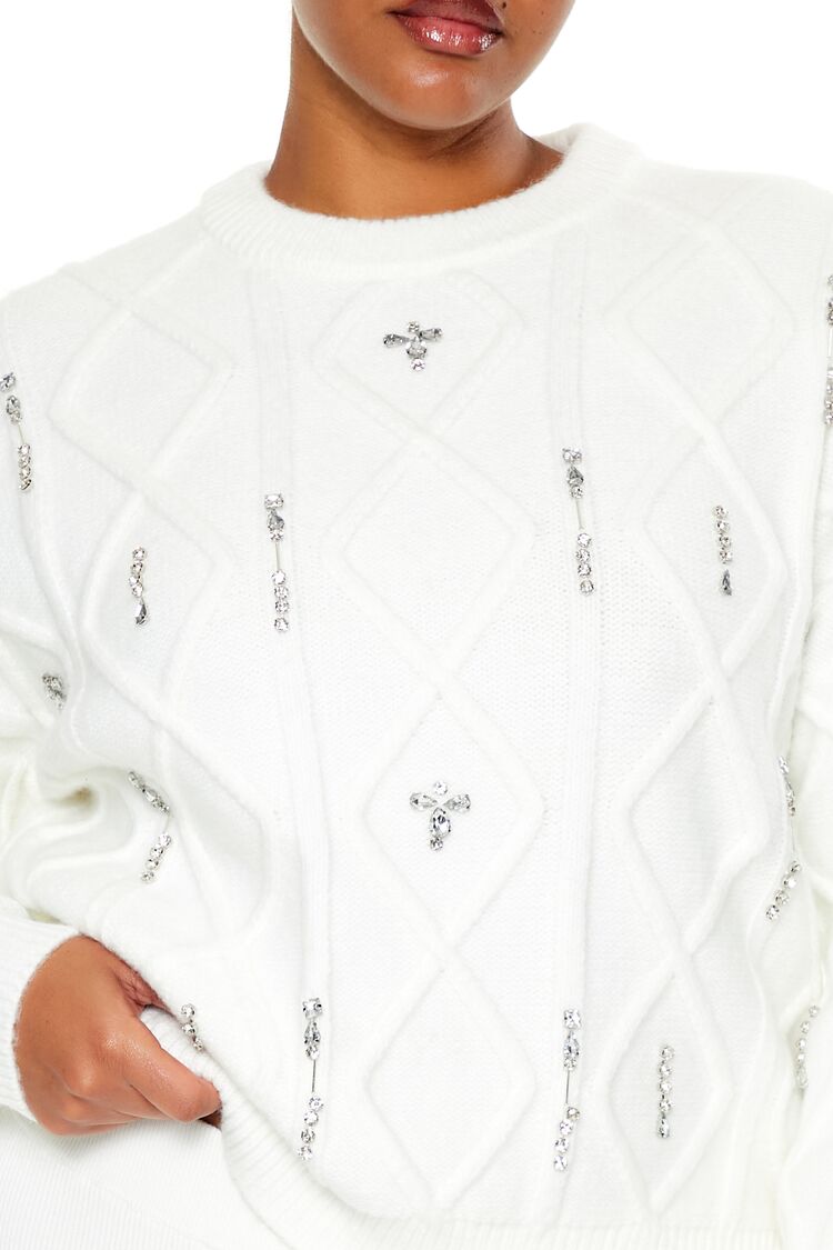 Plus Size Faux Gem Sweater - Image 8