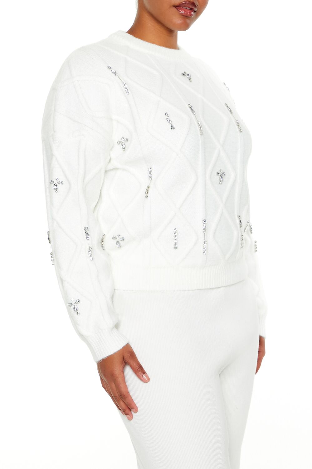 Plus Size Faux Gem Sweater - Image 9