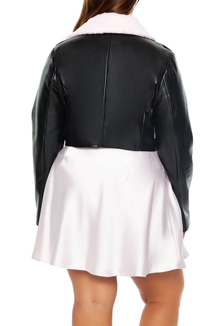 Plus Size Faux Fur-Trim Moto Jacket - Image 5