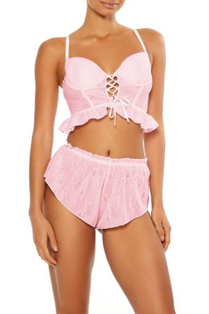 Ruffle Lace-Up Lingerie Corset Cami