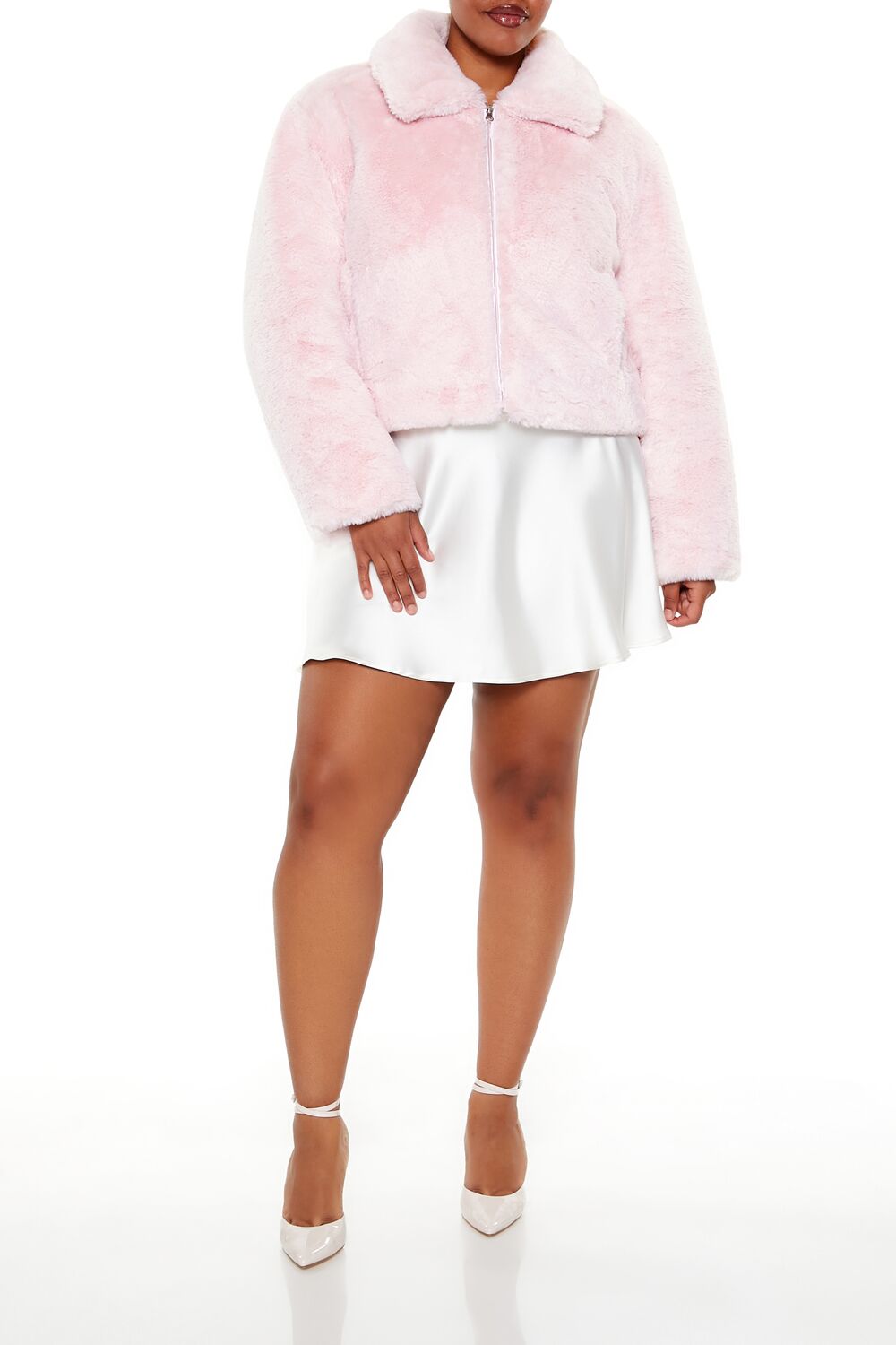 Plus Size Faux Fur Zip-Up Coat - Image 2