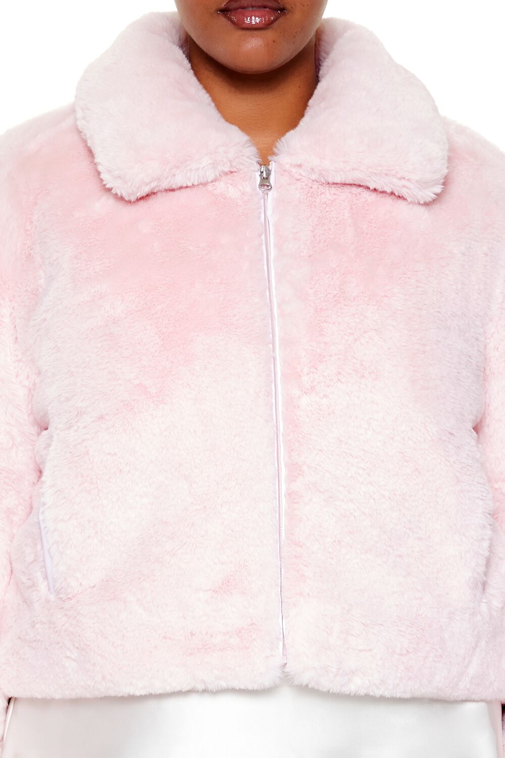 Plus Size Faux Fur Zip-Up Coat - Image 3