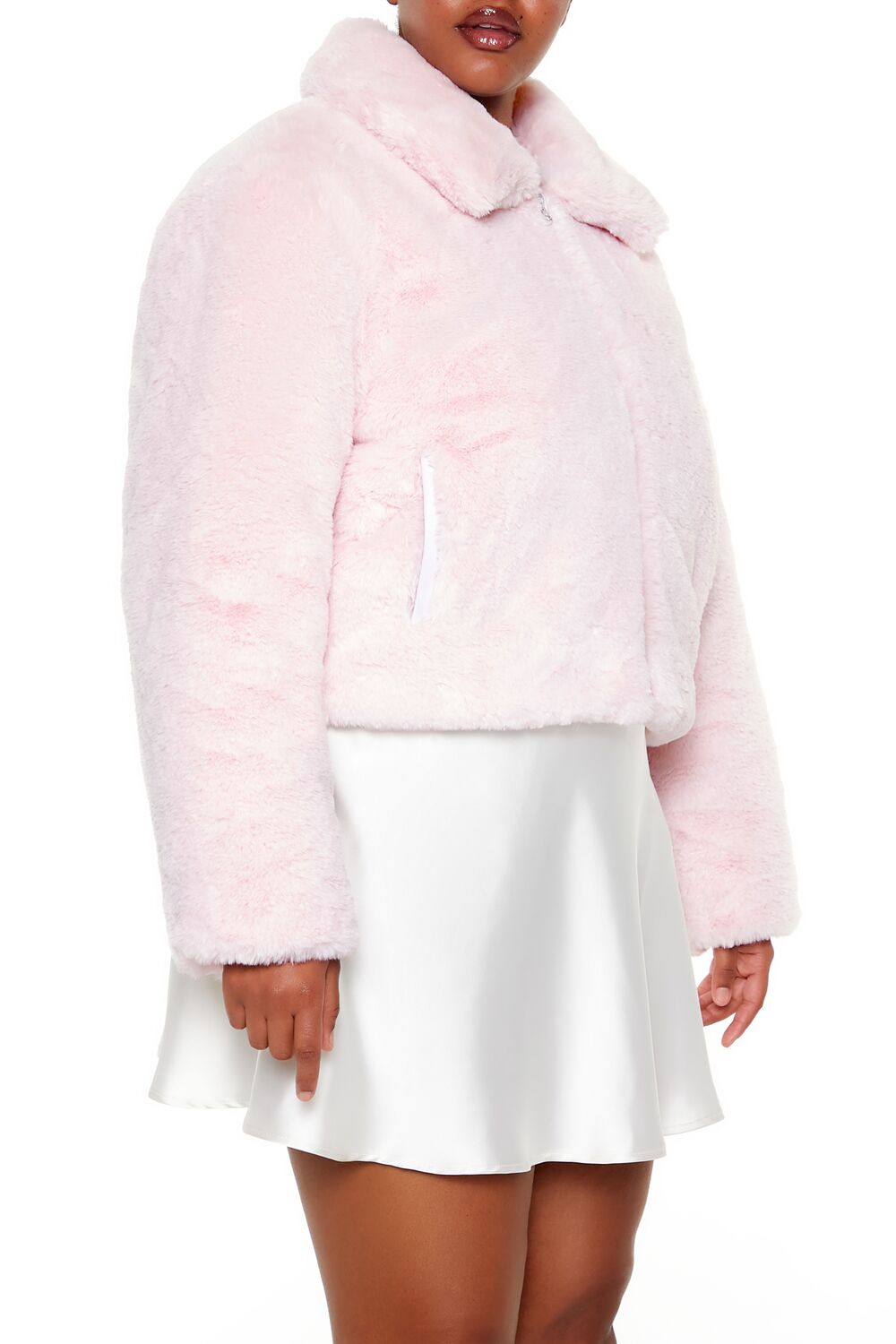Plus Size Faux Fur Zip-Up Coat - Image 4