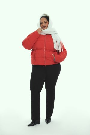 Plus Size Tie-Waist Puffer Jacket
