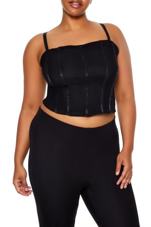 Plus Size Lace-Up Cropped Cami