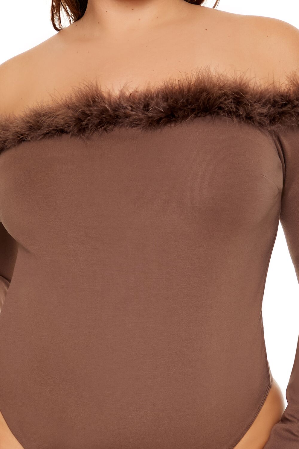 Plus Size Faux Fur-Trim Bodysuit - Image 3