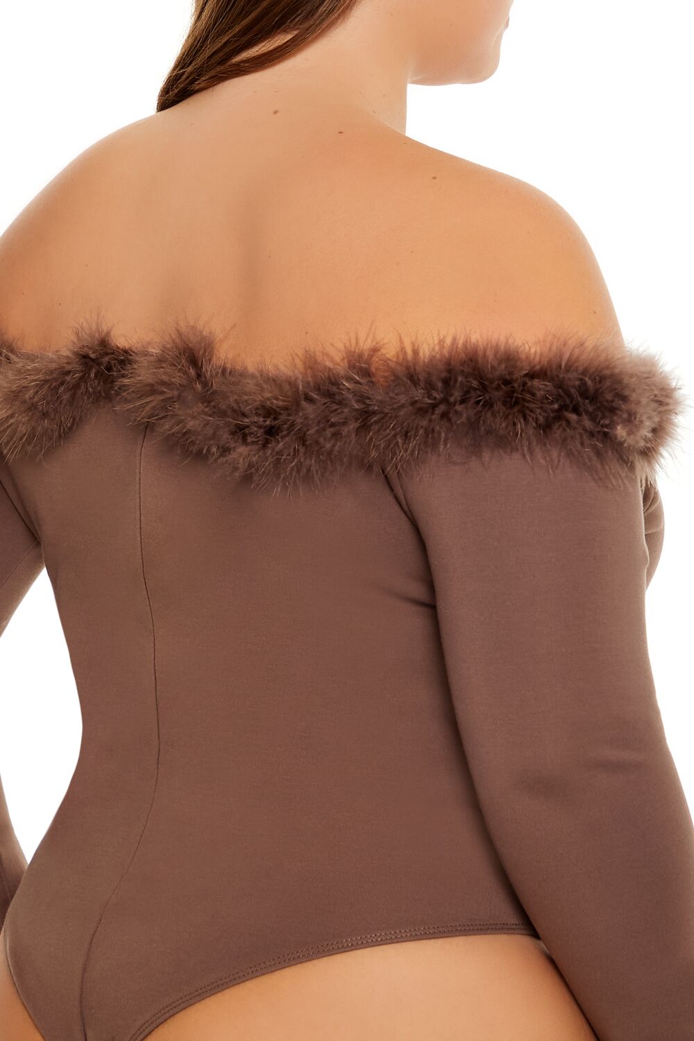 Plus Size Faux Fur-Trim Bodysuit - Image 5