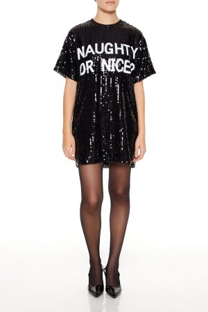 Sequin Naughty or Nice T-Shirt Dress