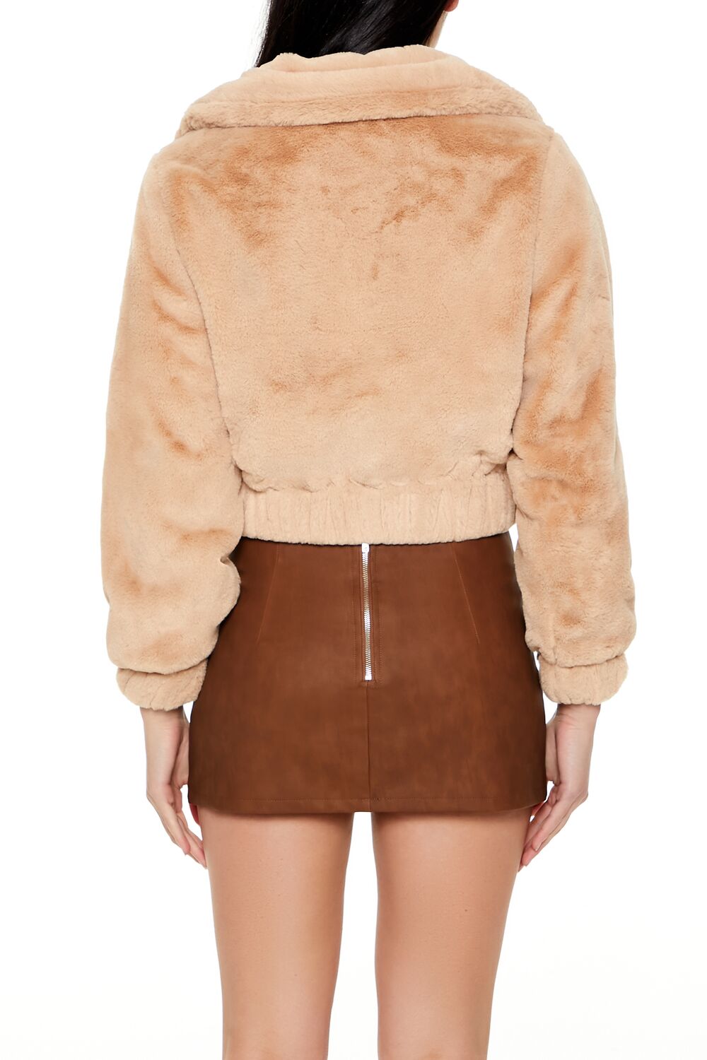 Plush Cropped Bomber Jacket - Image 5