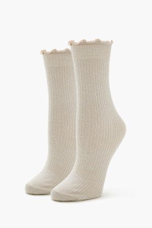 Ribbed Lettuce-Edge Crew Socks