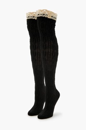 Crochet Lace Thigh-High Socks