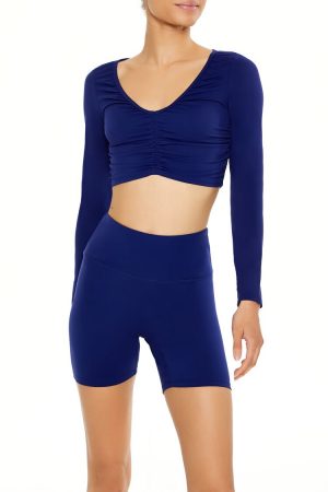 Active Ruched V-Neck Crop Top