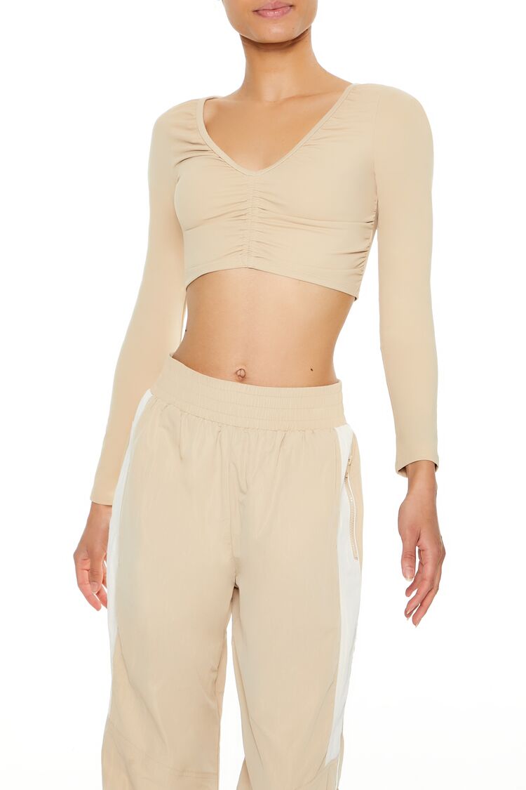 Active Ruched V-Neck Crop Top - Image 6