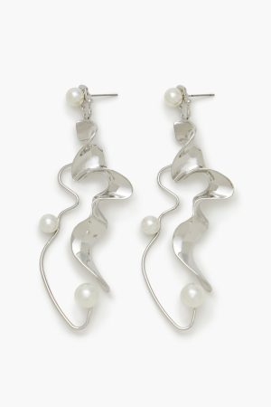 Faux Pearl Abstract Drop Earrings