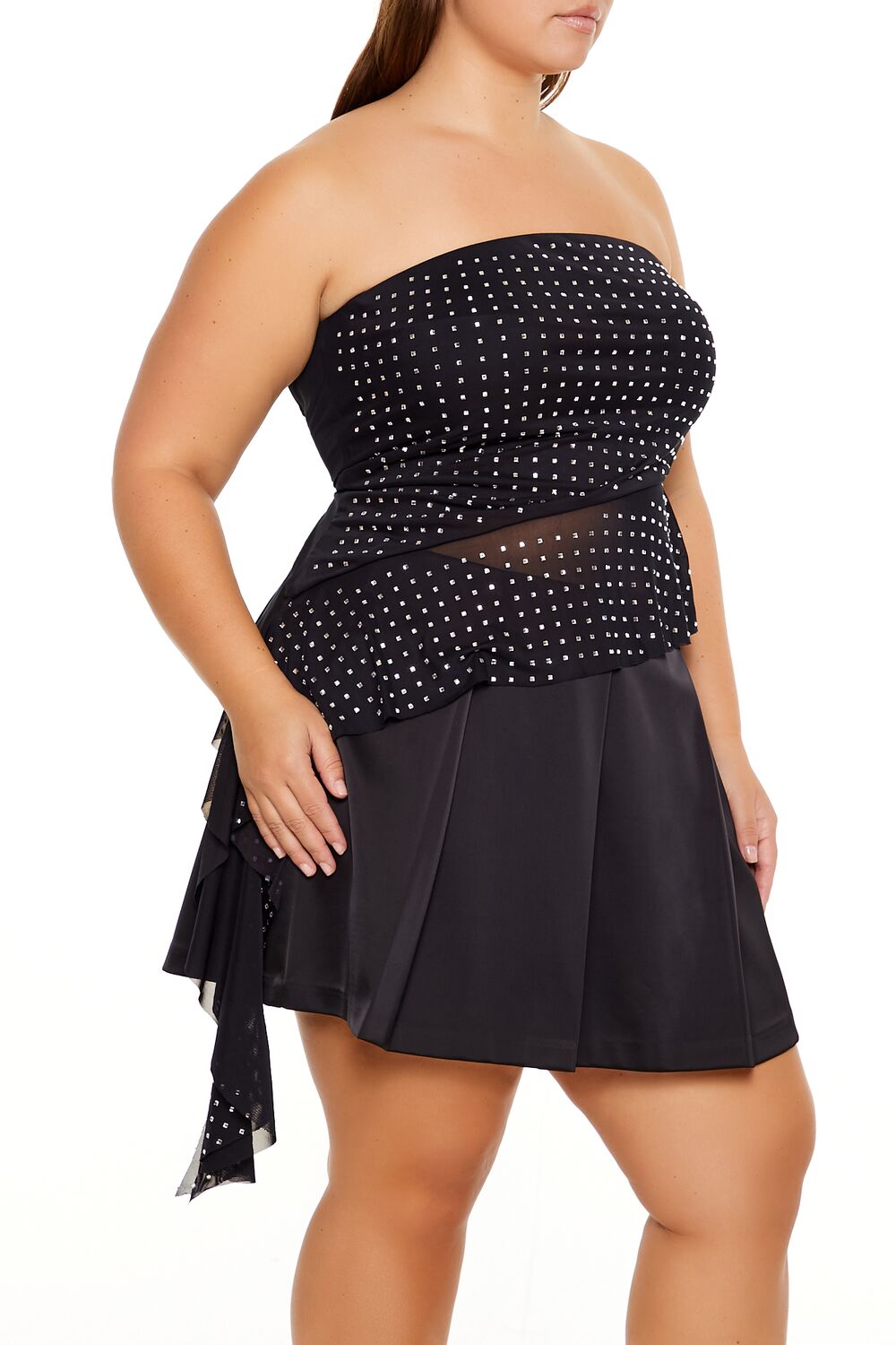 Plus Size Rhinestone Strapless Top - Image 4