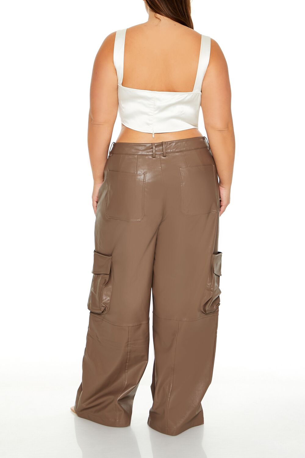 Plus Size Faux Leather Cargo Pants - Image 4