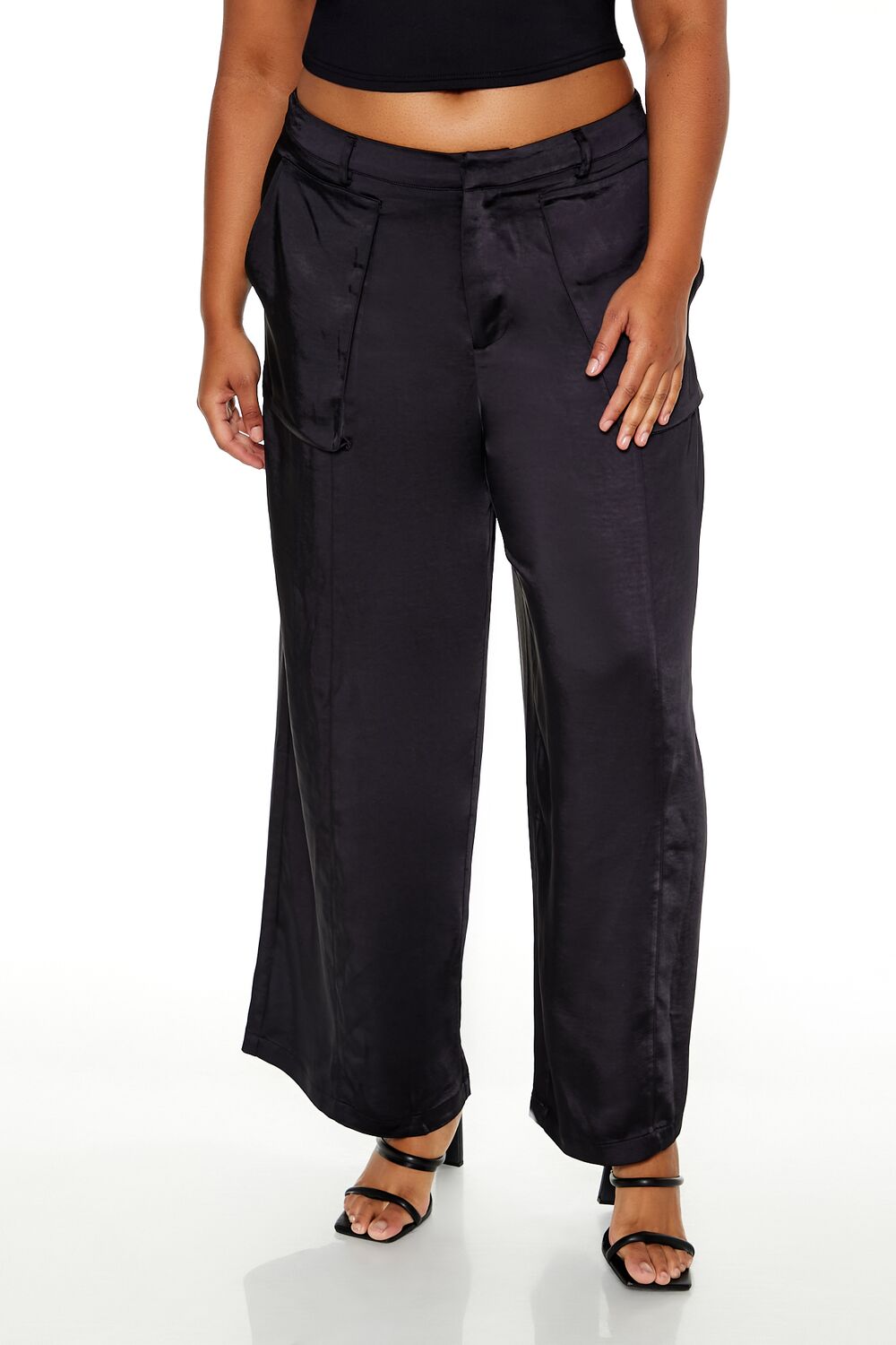 Plus Size Satin Cargo Pants - Image 2