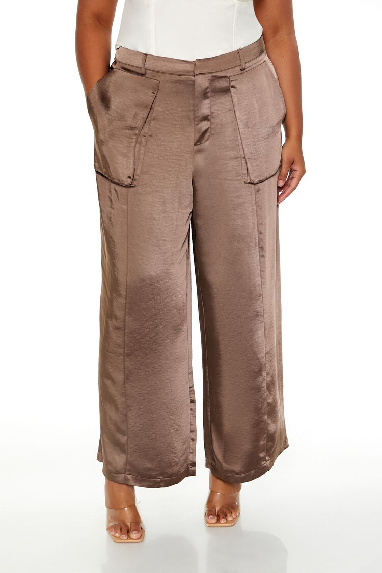 Plus Size Satin Cargo Pants - Image 7