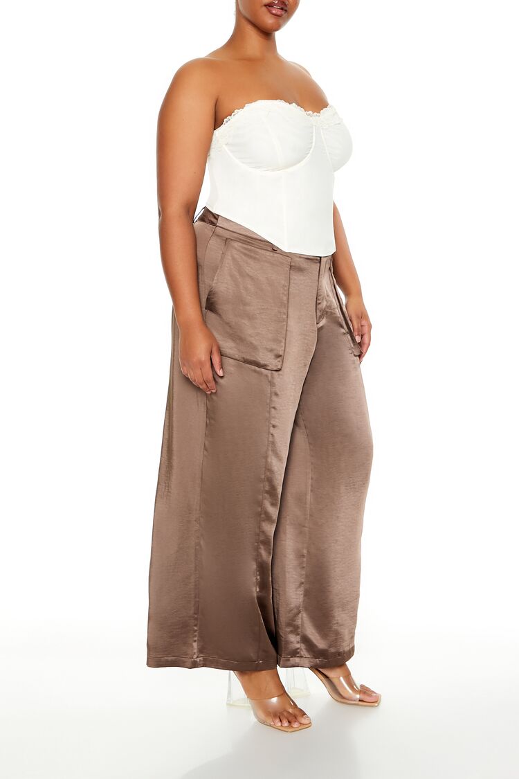 Plus Size Satin Cargo Pants - Image 8