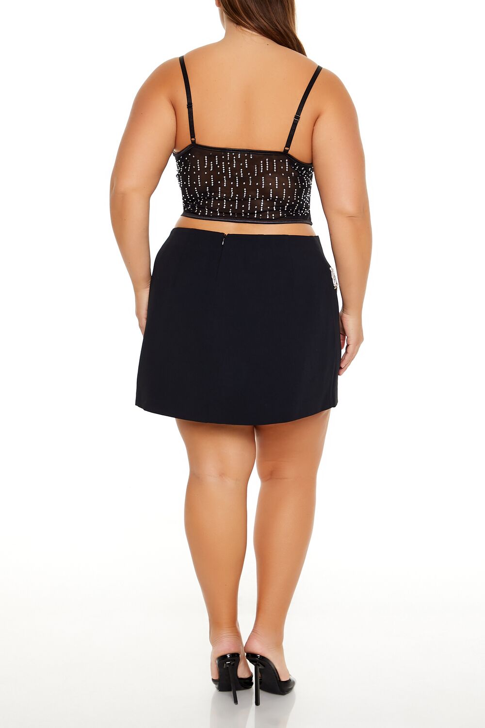 Plus Size Rhinestone-Fringe Mini Skirt - Image 4