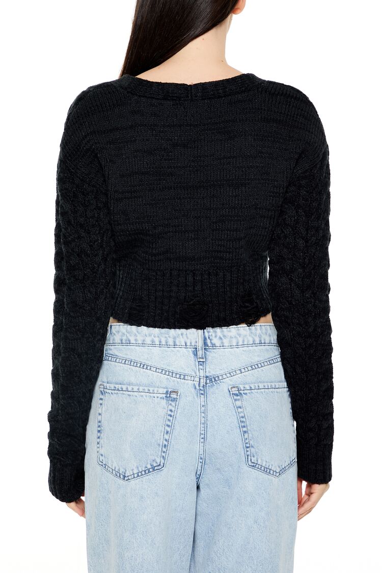 Cable Knit Cropped Cardigan Sweater - Image 5