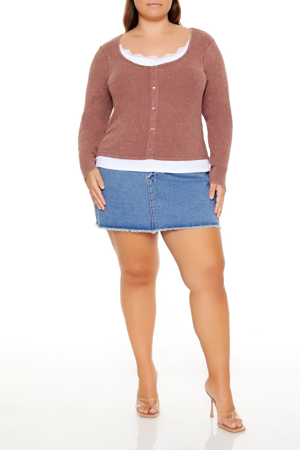 Plus Size Ribbed Henley Top - Image 7