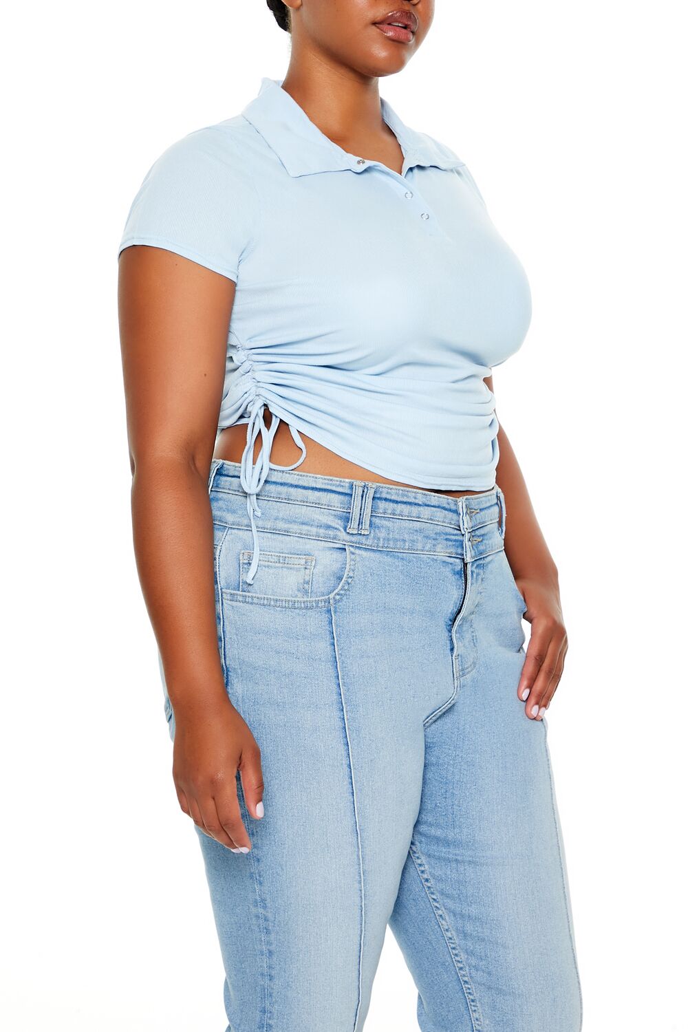 Plus Size Drawstring Polo Shirt - Image 4