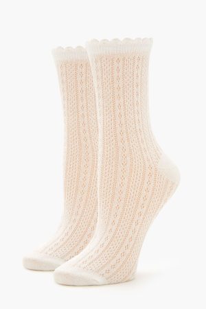 Pointelle Knit Crew Socks