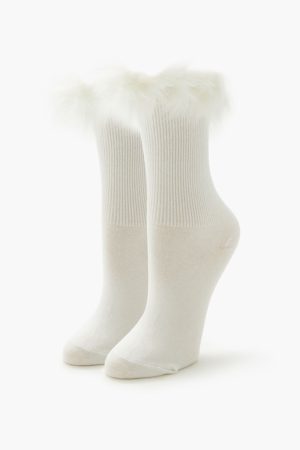 Faux Fur-Trim Crew Socks