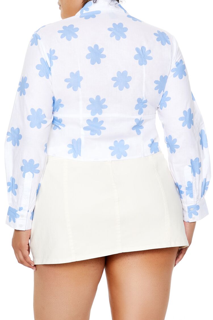 Plus Size Floral Print Cropped Shirt - Image 5