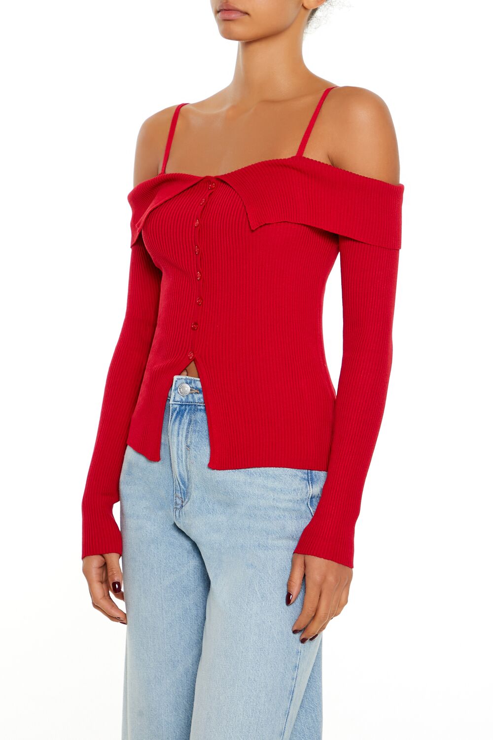 Open-Shoulder Sweater-Knit Top - Image 4