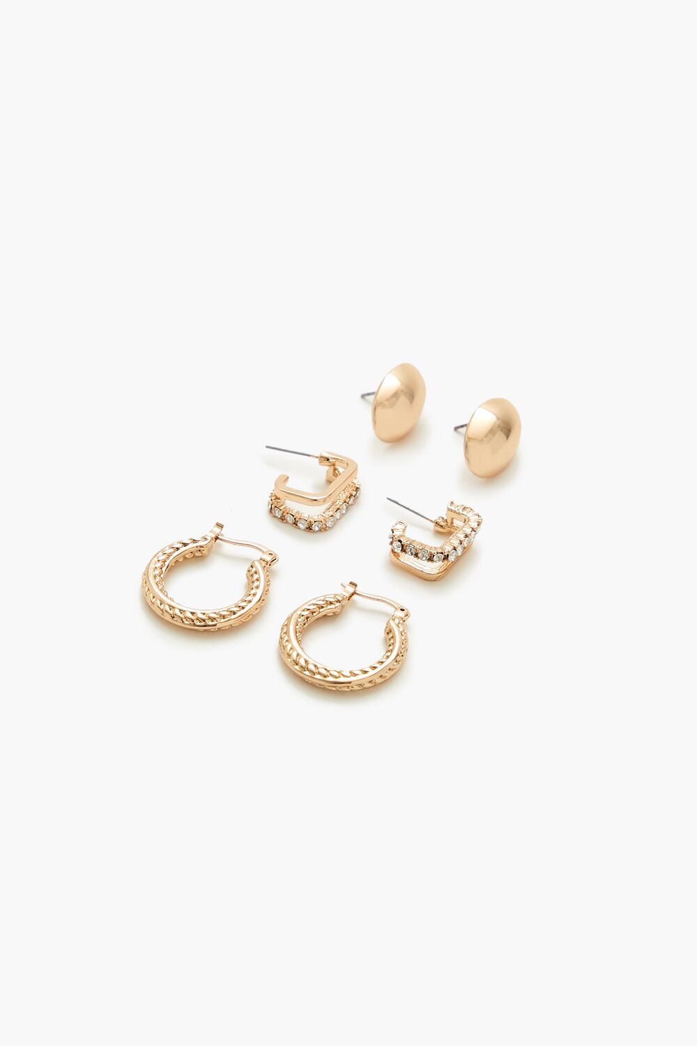 Rhinestone Stud & Hoop Earring Set - Image 2