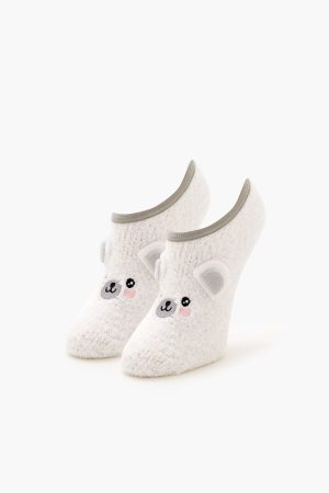 Plush Polar Bear No-Show Socks