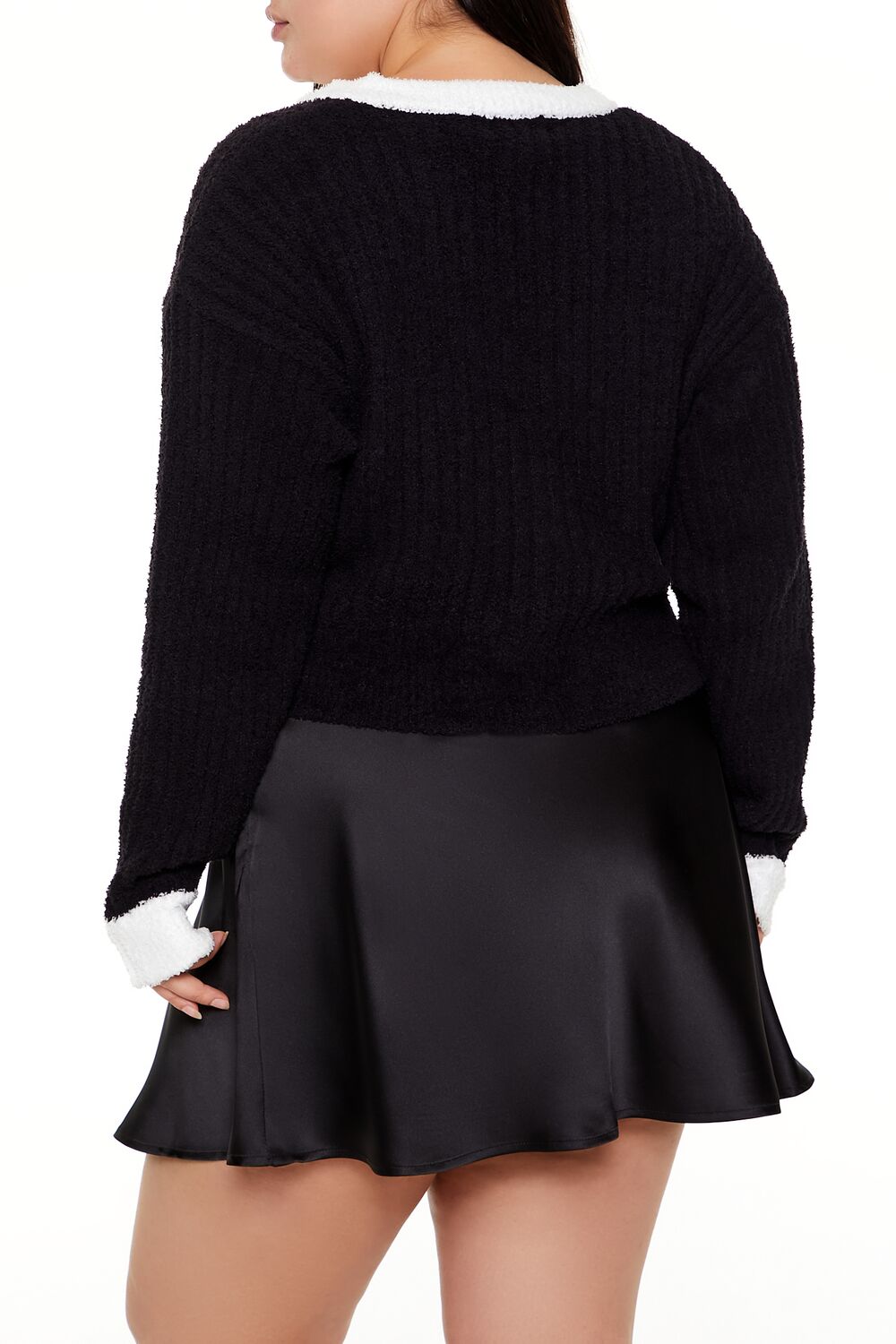 Plus Size Two-Tone Cardigan Sweater - Image 5