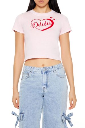 Delulu Sweater-Knit Crop Top