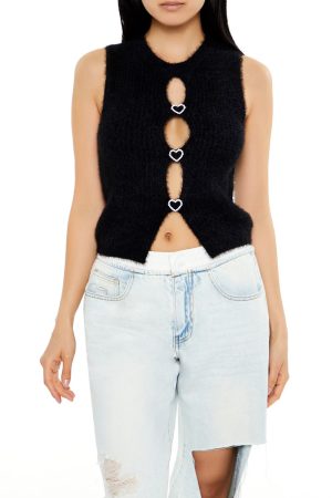 Rhinestone Heart Sweater Vest