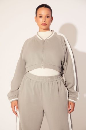 Plus Size Active Striped Jacket