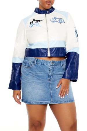 Plus Size Flaming Heart Moto Jacket