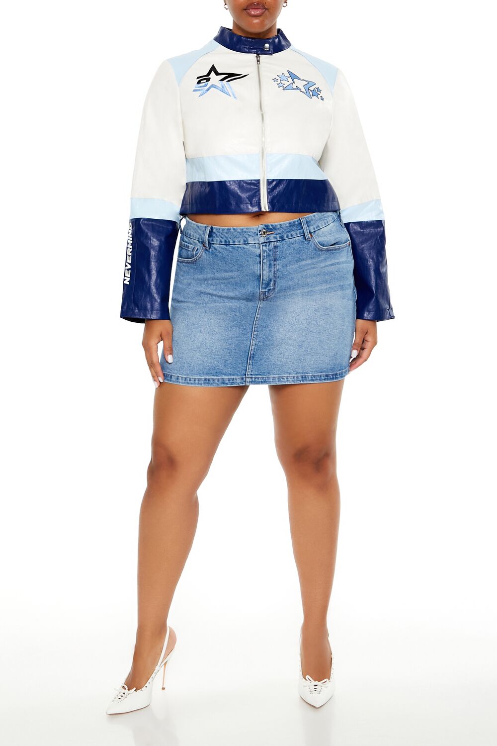 Plus Size Flaming Heart Moto Jacket - Image 2