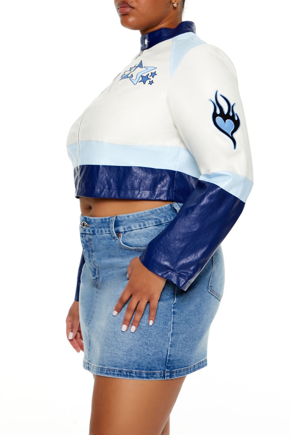 Plus Size Flaming Heart Moto Jacket - Image 4