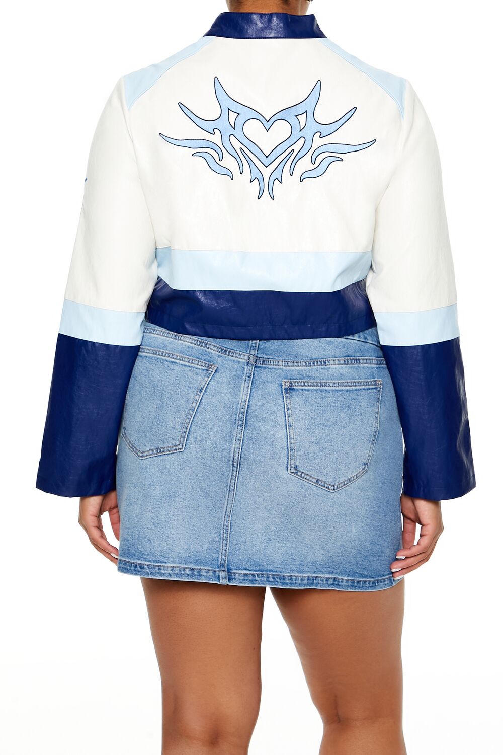 Plus Size Flaming Heart Moto Jacket - Image 5