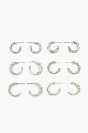 Twisted Rhinestone Hoop Earring Set
