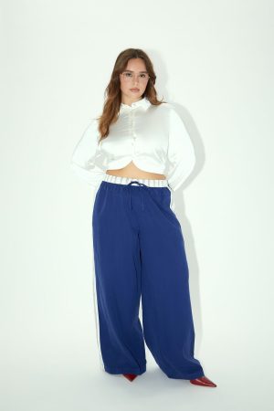 Plus Size Striped Wide-Leg Pants