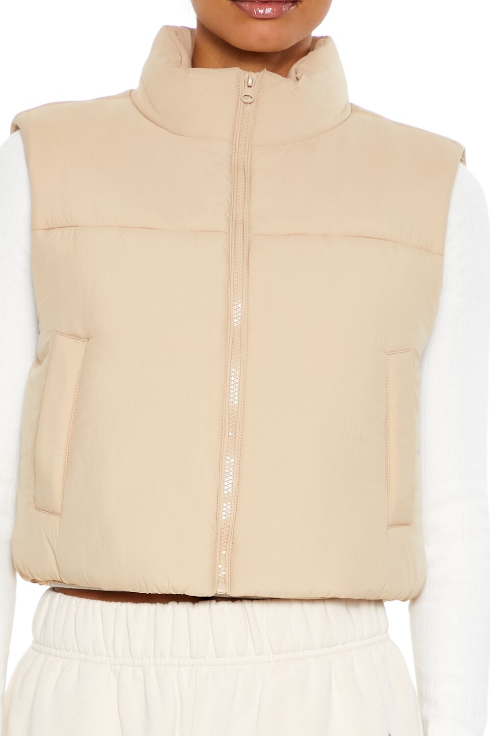 Quilted Cropped Puffer Vest - Image 8