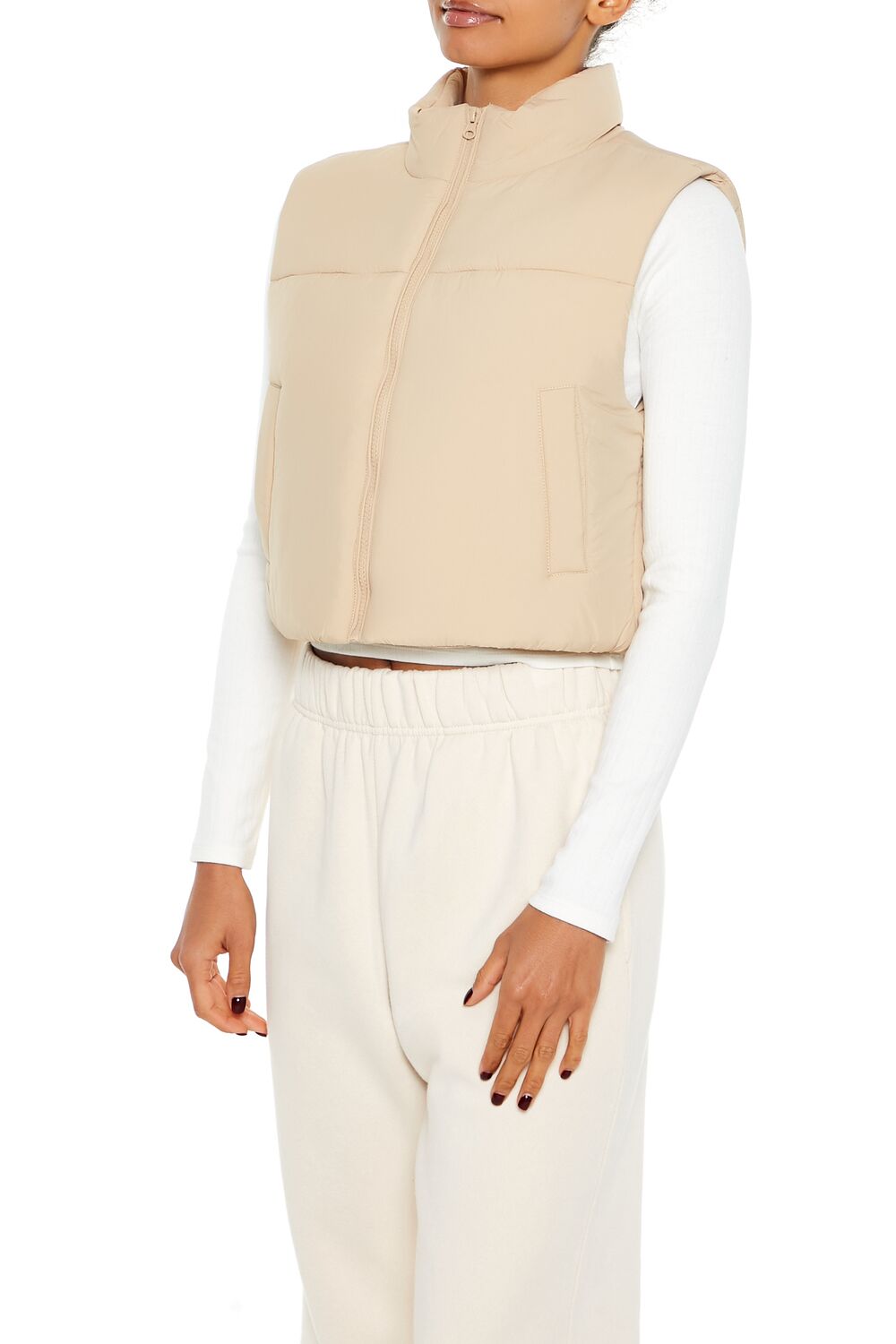 Quilted Cropped Puffer Vest - Image 9