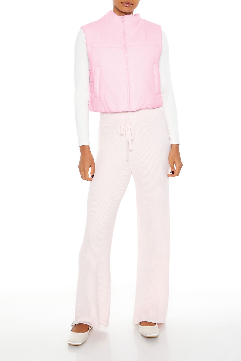 Quilted Cropped Puffer Vest - Image 2