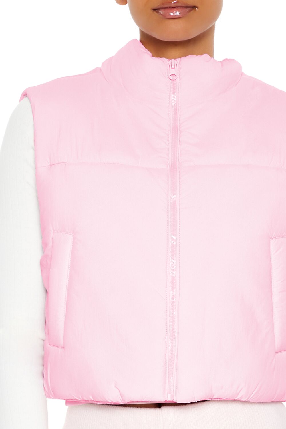Quilted Cropped Puffer Vest - Image 3