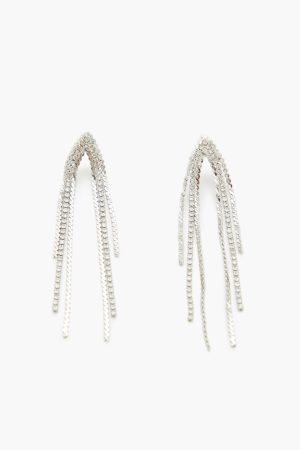 Rhinestone Box Chain Drop Earrings